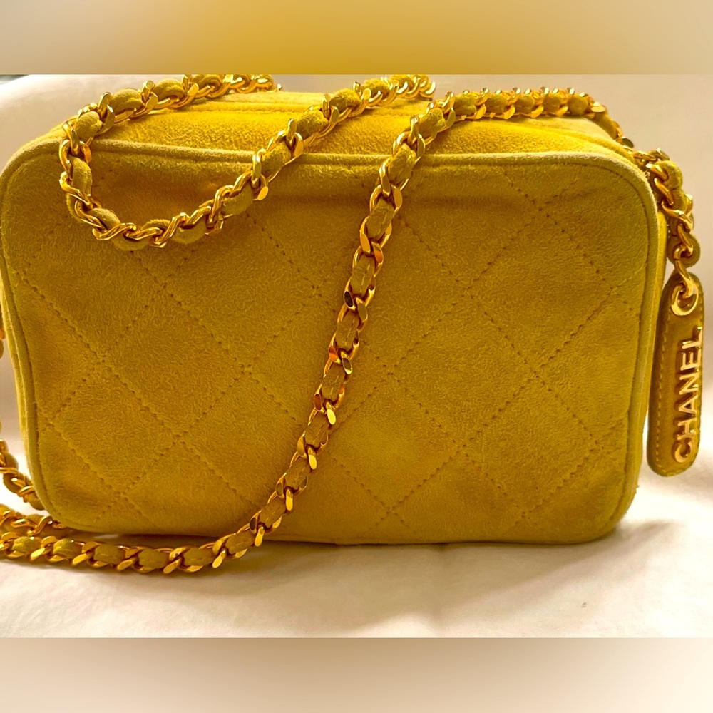 Chanel Mini Yellow Suede Mini Camera Bag
